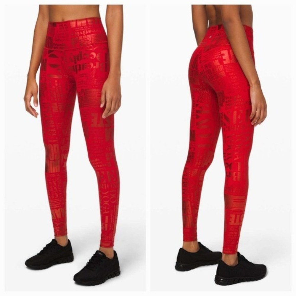 Lululemon Wunder Under High-Rise Tight 28" 20YR Manifesto Foil Dark Red LIKE NEW